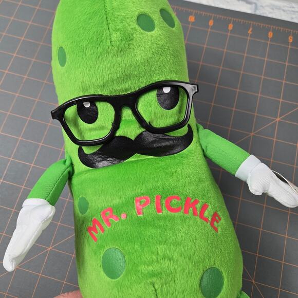 Fiesta Mr Pickle Plush 12 inch Green Mustache Eyeglasses - Picture 2 of 16